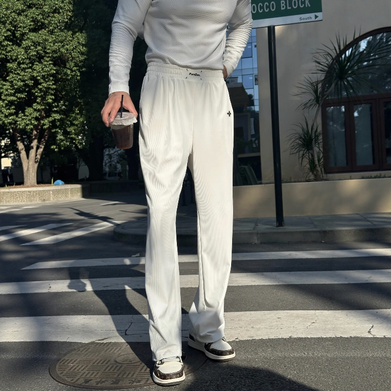 Basic Unit Solid Color Slightly Stretchy Long Pants Men's Same Style Black Sports Quick-Dry Pants Casual Versatile Loose Pants