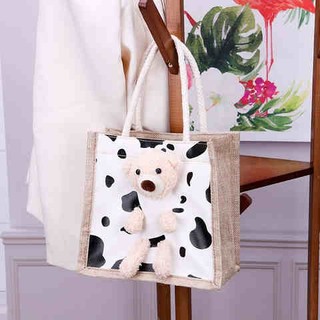 New style canvas bear handbag 2021 new cartoon cute hand-held canvas bag portable portable bag z7