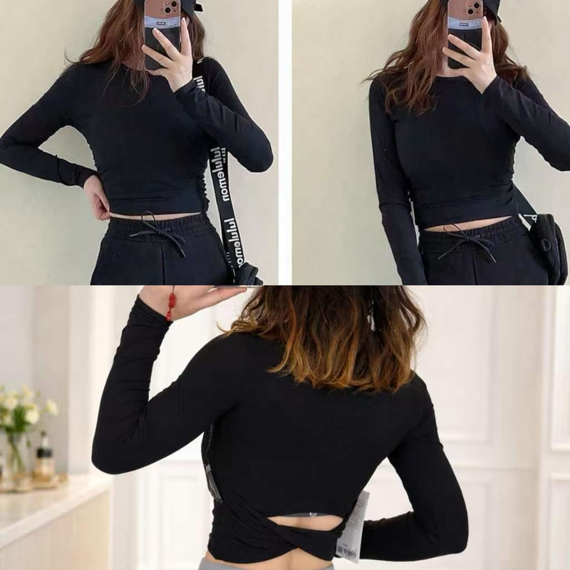 Direct Shipping Lululemon All It Takes Double-Sided Elastic Short-Sleeve Long-Sleeve Slim Fit Top