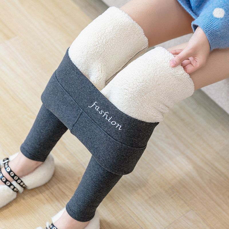 800g ultra - thick lamb floss pants wear high waist winter plus thickening large feet warm cotton