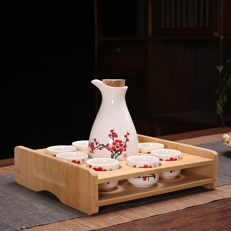Ликер Cup 家用白酒分酒器套装分酒壶饭店用陶瓷酒具喝清酒杯半斤酒壶带杯架