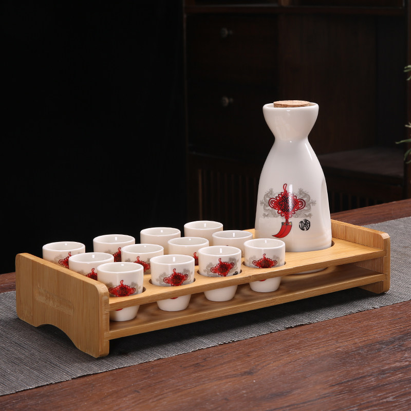 Ликер Cup 白酒杯套装陶瓷酒具家用分酒器仿古风酒壶小酒盅喝清酒杯子带杯架