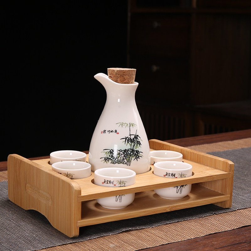 Ликер Cup 家用白酒分酒器套装分酒壶饭店用陶瓷酒具喝清酒杯半斤酒壶带杯架