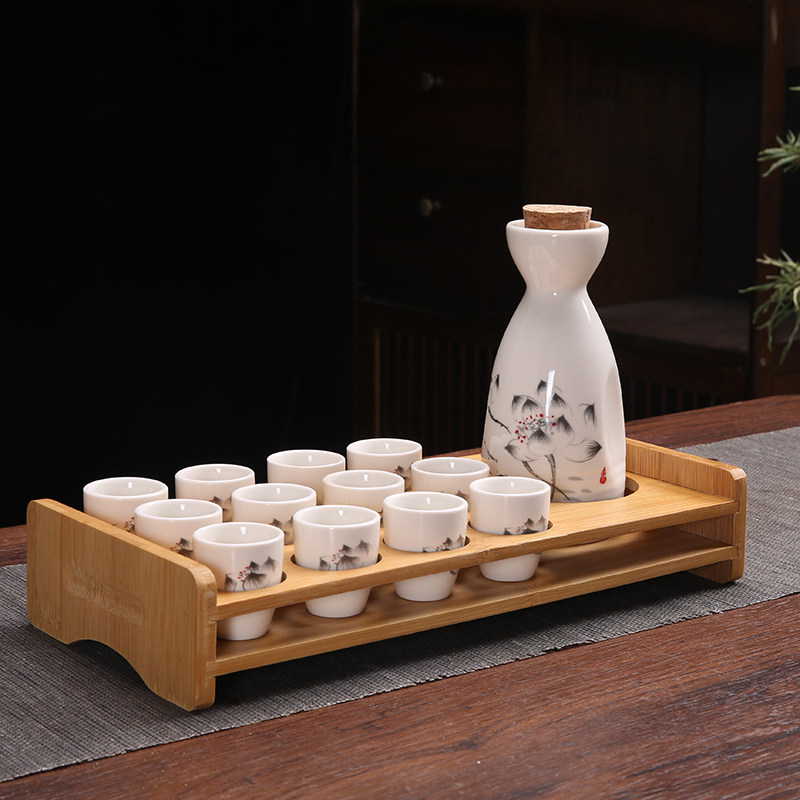 Ликер Cup 白酒杯套装陶瓷酒具家用分酒器仿古风酒壶小酒盅喝清酒杯子带杯架