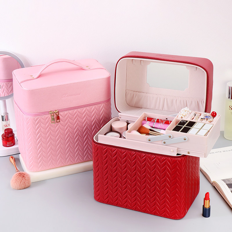 2020 new ultra-fire large capacity Makeup Bag Women Multifunction Layer Net Red Portable portable containing box minimalist box