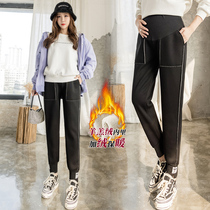 Pregnant women pants autumn and winter clothes plus velvet topless fashion Winter belly pants small man 2020 new leggings