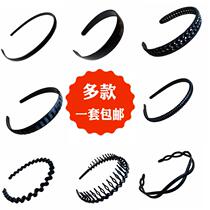 Japanese and Korean black womens hair accessories headwear plastic wide-edge hairband with teeth thin headband wavy hairpin set