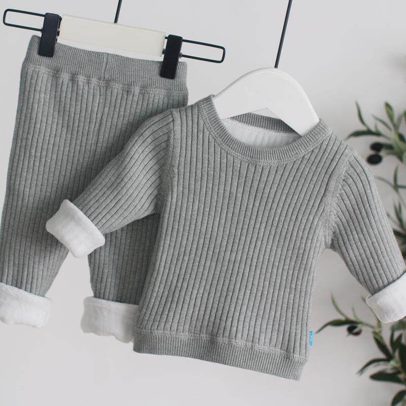 Children's velvet thickening infant heating underwear winter clothing men and women baby newborn underwear bottoming warm sweater