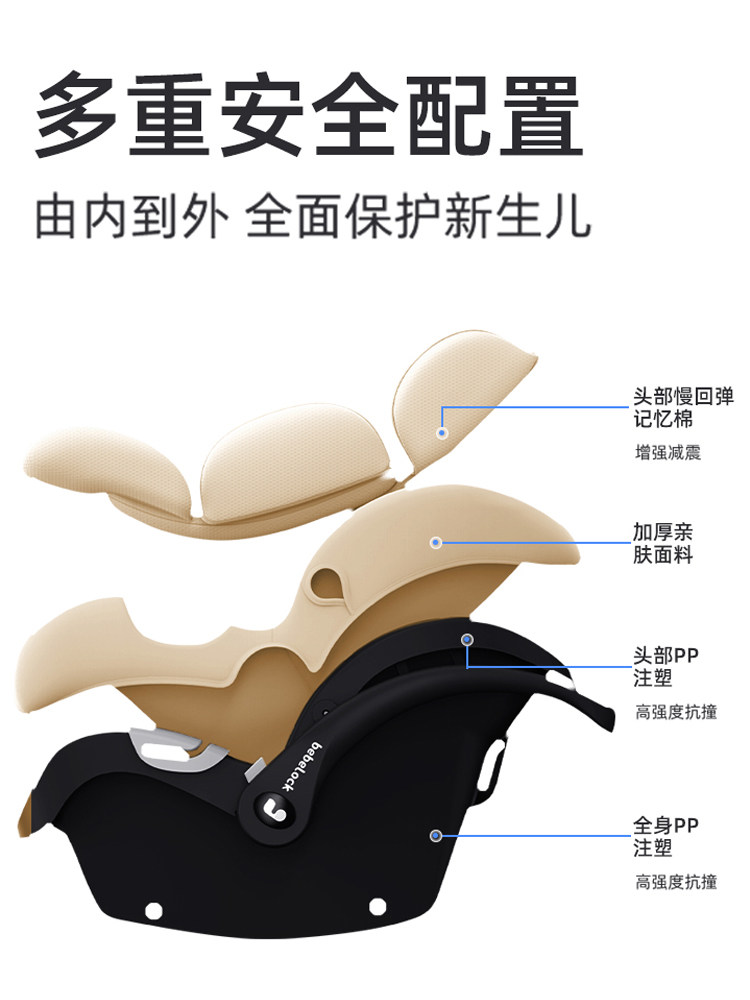 Bebelock Baby Basket-Style Car Child Safety Seat Newborn Baby Sleeping Basket Car-Mounted Portable Cradle