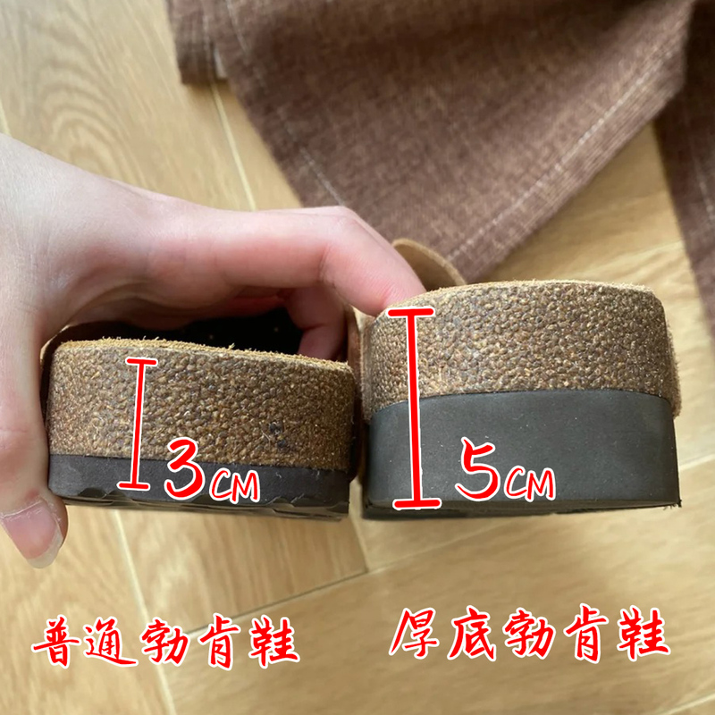 Authentic Men's Thick-Soled Height-Increasing Birkenstock-Style Slip-On Shoes, New Retro Genuine Leather Cork Birkenstock Slip-On Slippers for Women