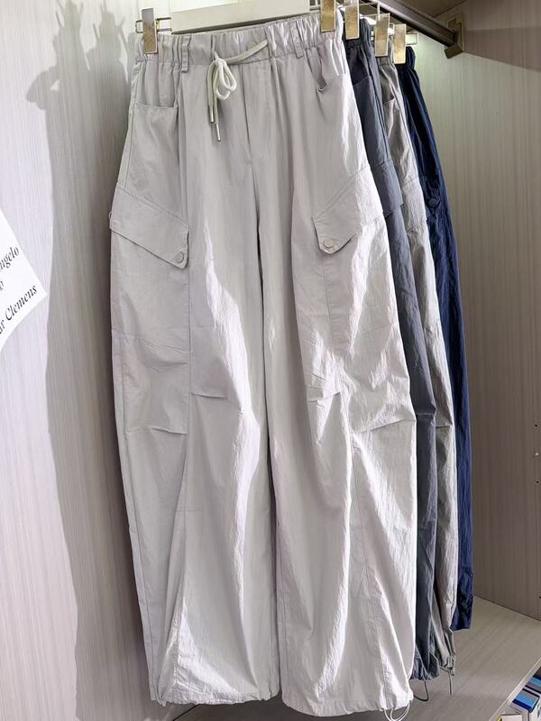 061 Korean Style Summer Elastic Waist Drawstring Workwear Wide-Leg Casual Pants, m Hip Circumference 118, Length 103 061 Korean Style Summer Elastic Waist Drawstring Workwear Wide-Leg Casual Pants, m Hip Circumference 118, Length 103