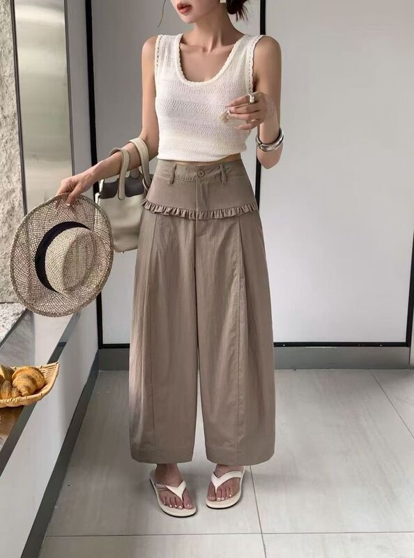 66868 New Summer Style Wide-Leg Casual Pants, S Waist Size 68, Hip Size 110, Length 89