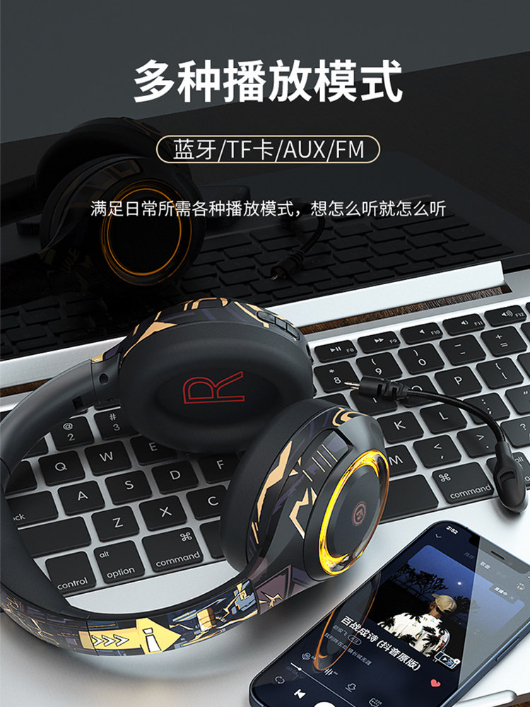 Bluetooth Headset with Microphone, Mp3 Card Slot, Dedicated for Children, Boys, Stylish Headset, Trendy and Cool for Sports, Teenagers