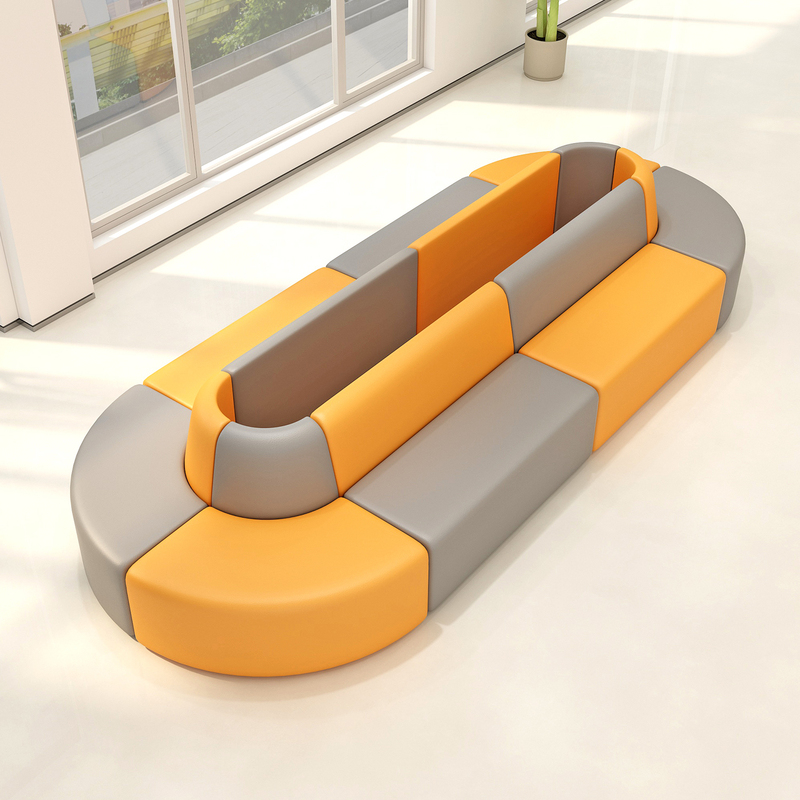 Art Training Institution Kindergarten School Parent Rest Waiting Area Creative Soft Package Double-Sided Sofa Coffee Table Combination