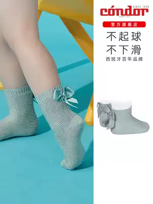 Spain Condor newborn infant boys and girls spring and summer cotton back bow socks 20074