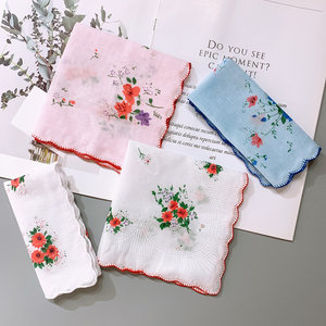 Past Seasons' Women's Pure Cotton Handkerchiefs, Unisex Small Square Towels for Wiping Sweat, Vintage Style, Portable Sweat-Absorbing Old-Fashioned Pure Cotton Handkerchiefs