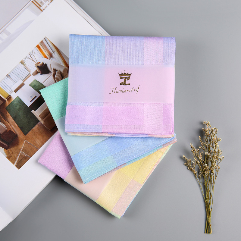 Heading to Ji Yin Yu, pure cotton handkerchief pure cotton handkerchief Sweat Absorbent Handkerchief Wedding Companion Gift Plaid Full Cotton Square Towels