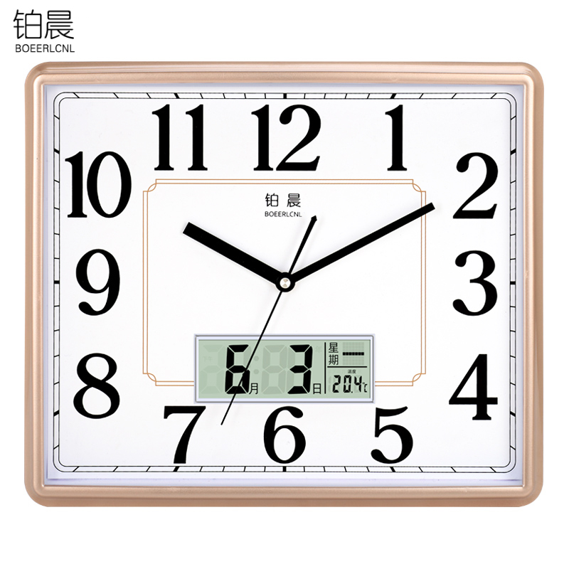 Living room mute hanging clock bedroom large number office calendar clock brief hanging table Home Wanyear calendar quartz clock