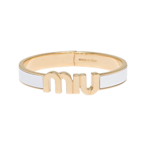 (Interest-free for 3 issues) Miu Miu women’s logo-decorated enamel-coated metal bracelet