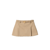 Miu Miu Womens Belted Twill Mini Skirt