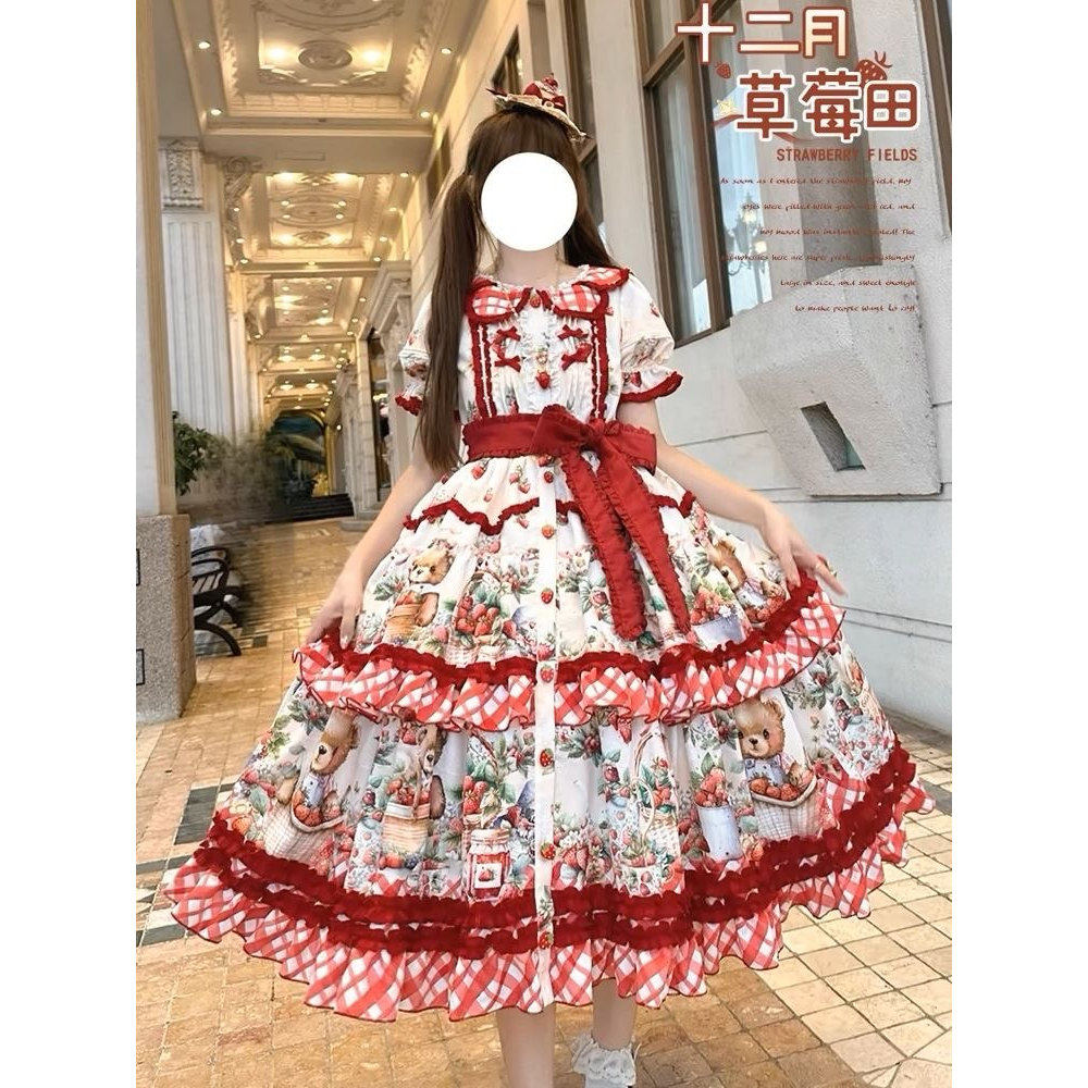 线球猫原创Lolita十二月草莓田OP优雅CLA洛丽塔甜lo裙公主裙_lolita洛丽塔连衣裙_淘宝游戏网