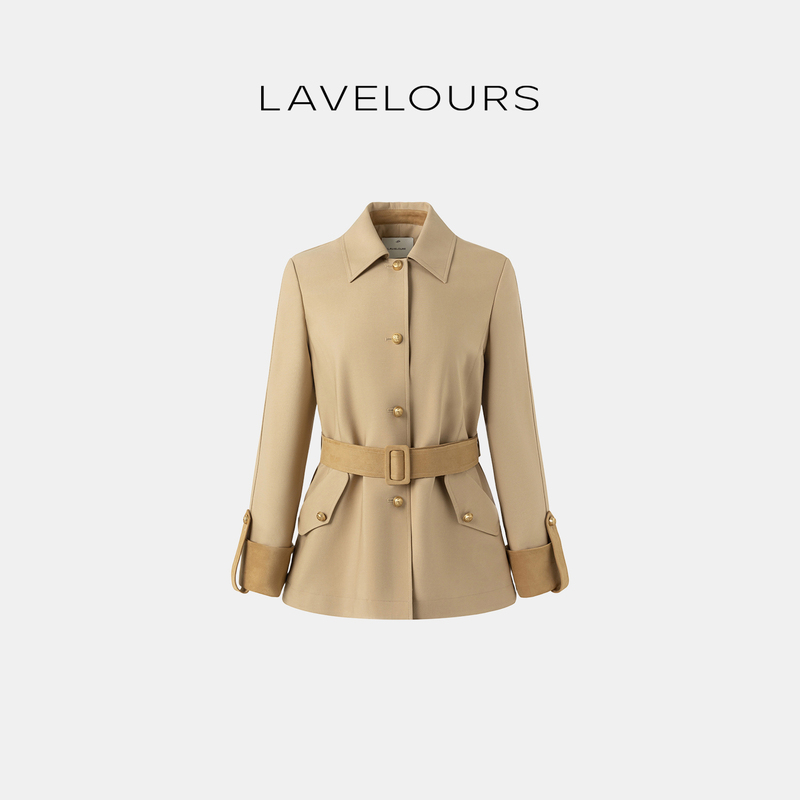 Lavelours·Silk Archive Series｜L0/T1·53Mm Silk Wool Contrast Color Waist-Tightening Trench Coat