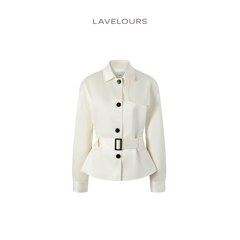 Lavelours Best-Selling Heavy Silk Wool Double-Sided Satin Short Top Trench Coat