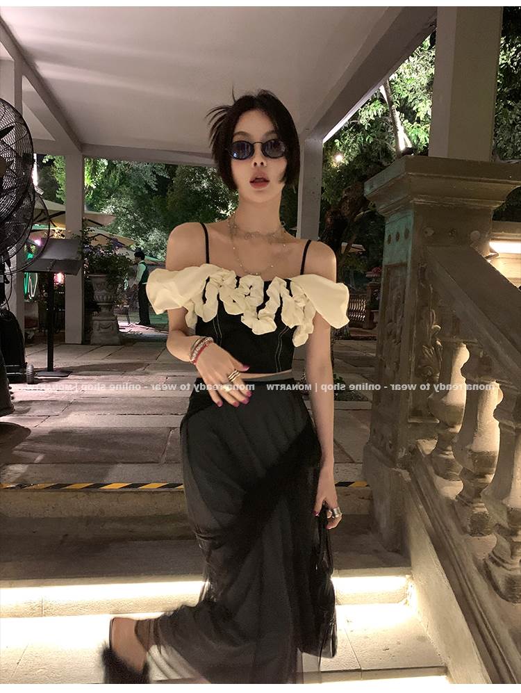 Dimey this year the new high-waist black mesh dress woman thin medium long version of the half-body dress The small sub 2022 early summer