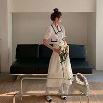 Gentle ethos high waist beloved little fragrant texture La full of fashion summer style summer style suit black and white Coloured short blouses half skirt