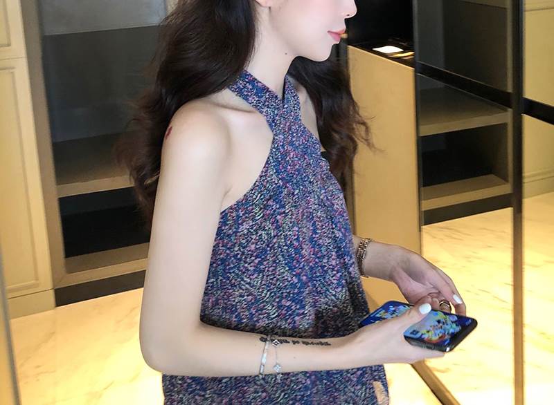 Miss warm up to elegant wind hanging neck harness vest female outwear Nehitch 2020 new sleeveless sexy blouse summer