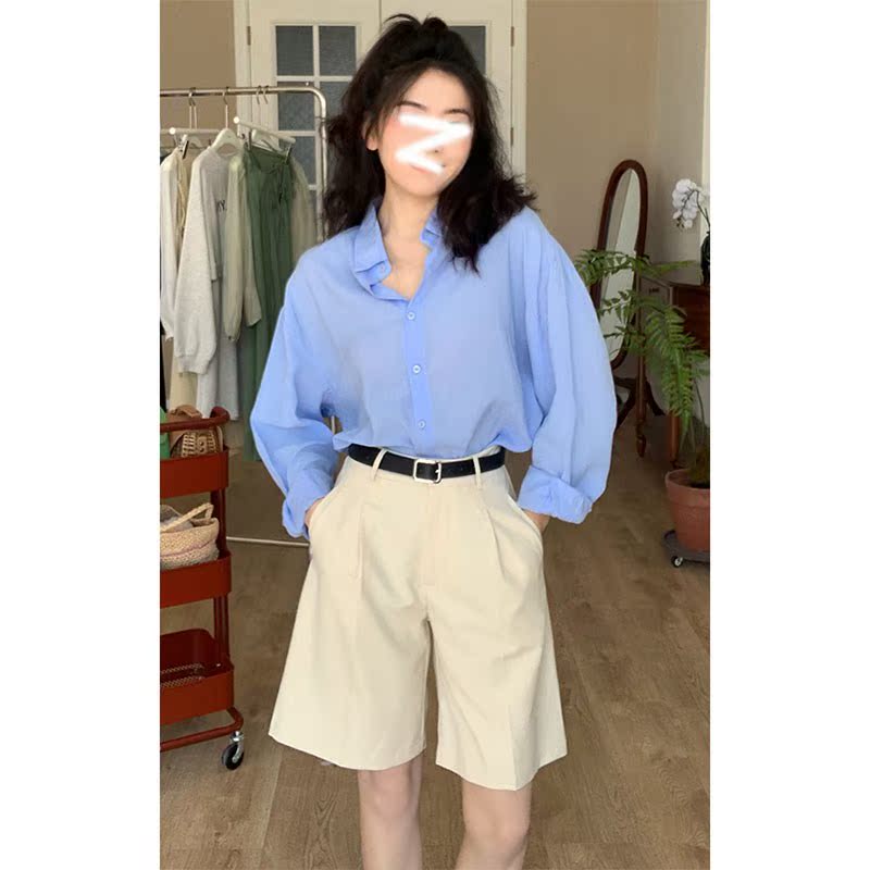 Great Sunny commute Lazy Wind Pure Color Skyshirt Woman 2022 Summer Loose Type Sunscreen Trendy Shirt Xu