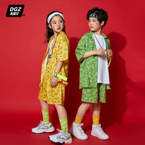 Childrens hip hop boy street dance suit personalized cashew flower clothes three pieces of hiphop girls jazz dress