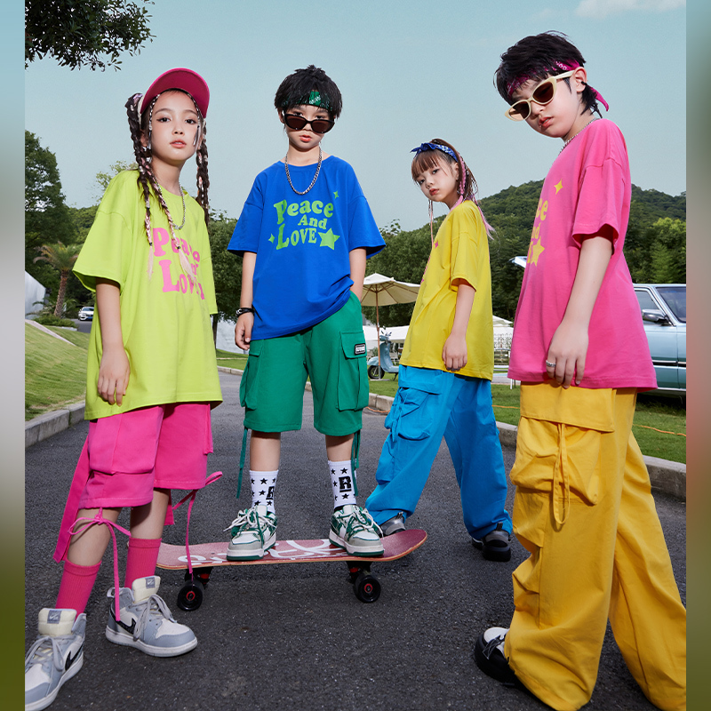 Children's Street Dance Trendy Clothes, Cool and Handsome Boys' Candy-Colored Suits, Girls' Jazz Dance Hip-Hop Street Fashion Brand Outfits Children's Street Dance Trendy Clothes, Cool and Handsome Boys' Candy-Colored Suits, Girls' Jazz Dance Hip-Hop Street Fashion Brand Outfits