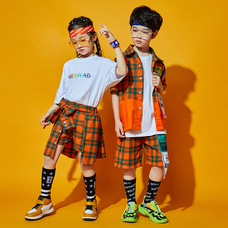 Street Dance Children Summer Boy Hip Hop Trend Kind Girl Jazz Dance Young Children Loose Handsome Performance