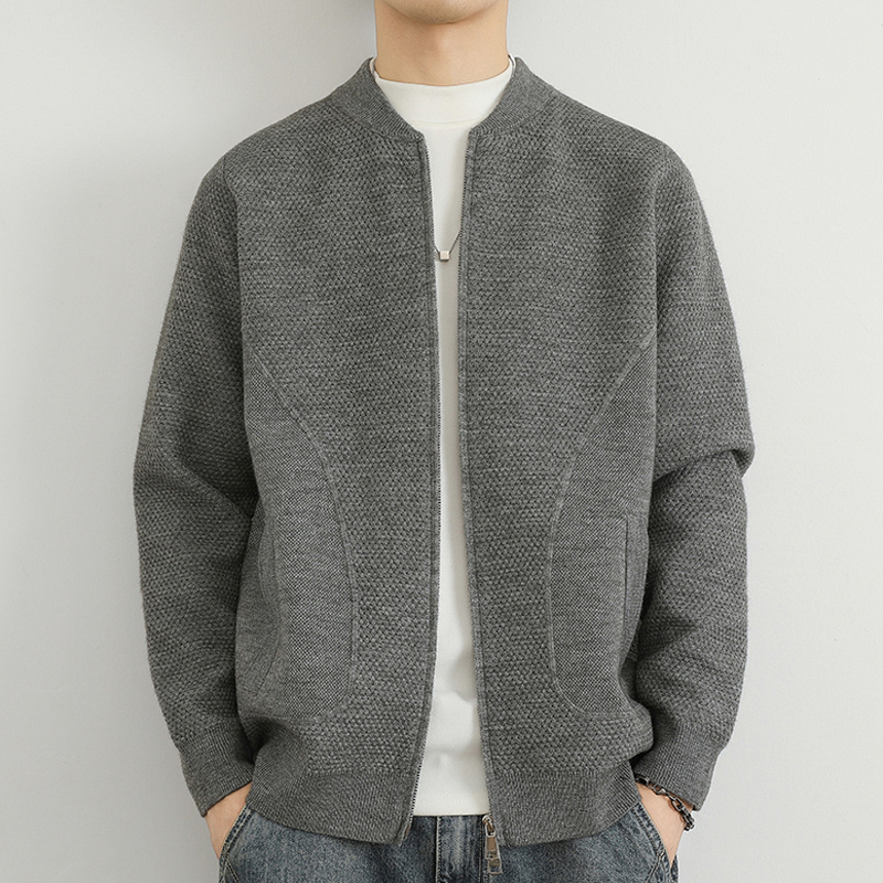 Knitted Sweater Jacket for Men, Spring and Autumn 2026 New Trendy Brand Simple Zip-Up Cardigan Sweater with a High-End Feel, Casual Jacket