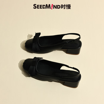 Shishui 2025 new style bow ballet single shoes for women with summer thick heel square toe sweet fairy style single shoes sandals Shishui 2025 new style bow ballet single shoes for women with summer thick heel square toe sweet fairy style single shoes sandals