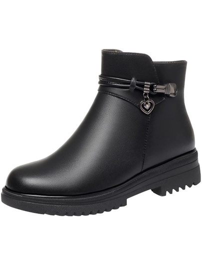 真皮妈妈鞋棉鞋加绒保暖老人皮鞋软底防滑羊毛短靴中老年女鞋冬款