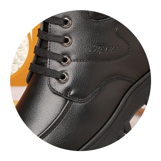 Мужские зимние хлопковые ботинки 2025 года с флисом и толстой шерстью для тепла, мужские кожаные ботинки для мужчин среднего возраста, нескользящие.