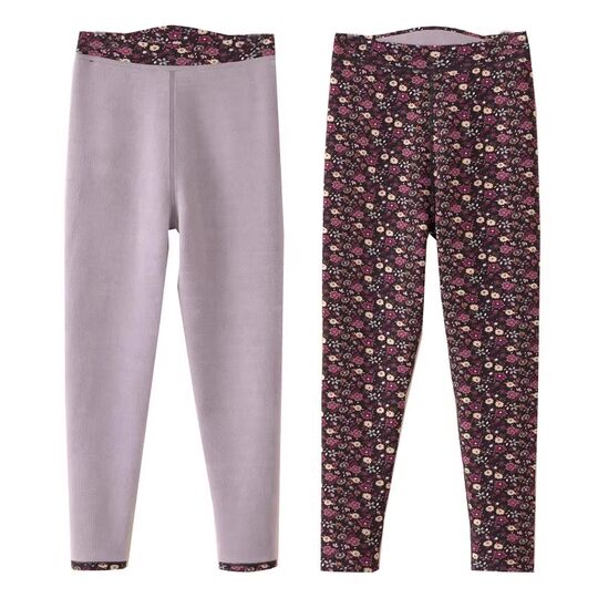 Autumn and Winter Plus-Size Warm Pants for Middle-Aged and Elderly Women, Floral Pattern, Fleece-Lined, Loose-Fitting, Suitable for Mothers and Grandmothers, Extra-Large Cotton Pants