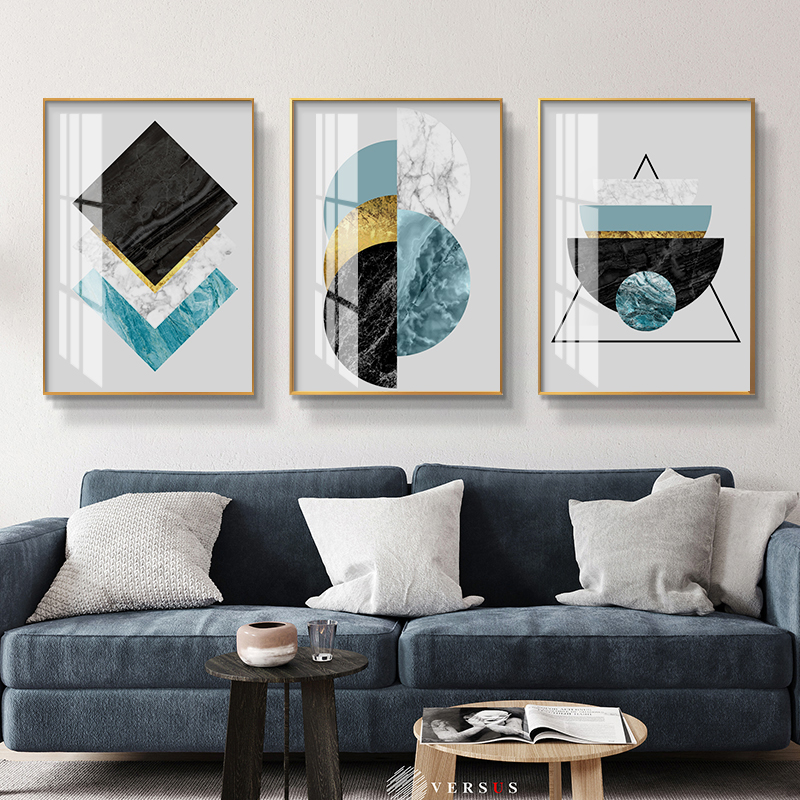 Nordic style sofa background wall hanging painting crystal porcelain painting modern simple dining room wall mural living room decoration painting