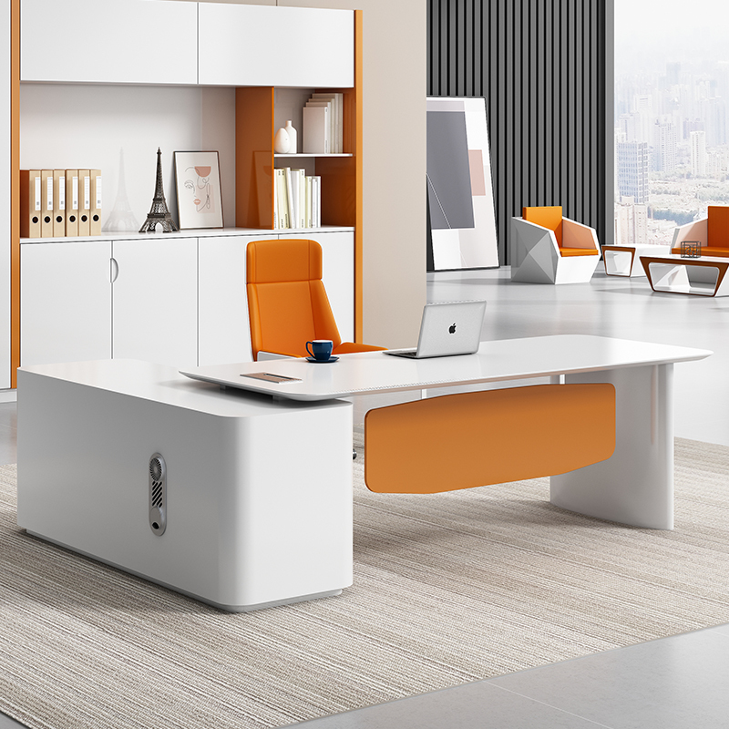 Simple Modern White Lacquered Executive Desk Manager Desk and Chair Set Creative Home Desk Stylish Office Desk