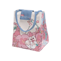 Original cherry blossom rain lunch bag Canvas Sun Style Insulated Lunch Box Schoolgirl to work ethnic group with rice picnic high face value