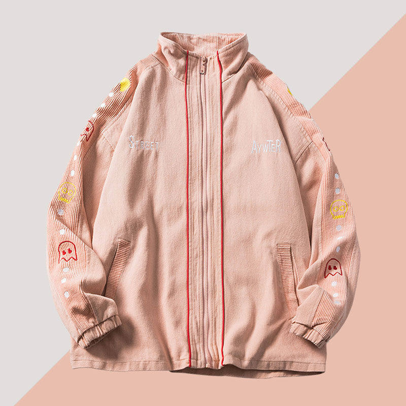 Retro port Wind jacket Cool Chains 100 hitch 100 hitch big size 2021 spring autumn season new Korean version student jacket