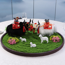 Restaurant Turntable Decoration Flowers Grassland Clubhouse Microscape Hotel Building View Hotel Bag Room Round Table Middle Swing