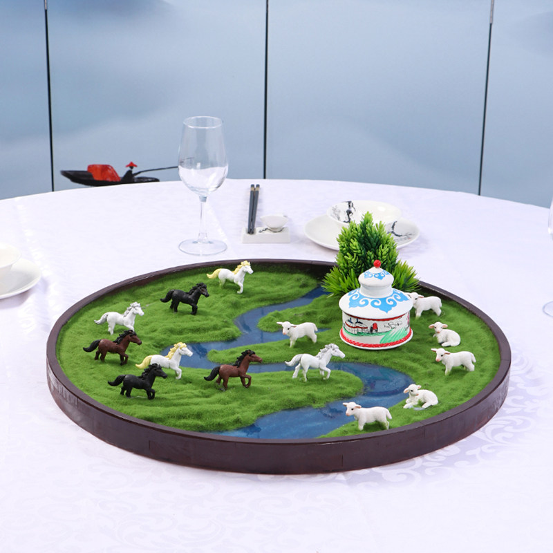 Table decoration flower culture high-end hotel club restaurant private room flower arrangement new Chinese style electric turntable middle decoration