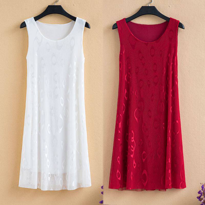 Spring and autumn female sleeveless lap dresses with underskirt and summer clothes large size women's dress with loose and slim medium long version of vest dress