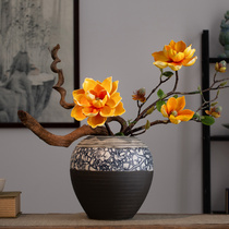 Light luxury new Chinese sofa corner a few Vase ornaments side Chinese coffee table living room home pomegranate floral set