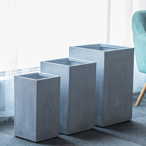 Nordic minimalist cement flowerpot modern style rectangular floor square basin indoor large living room imitation large size