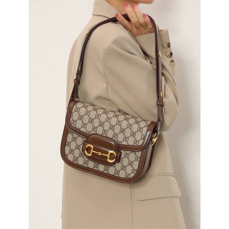 New 1955 Retro Clasp Underarm Bag Brown 2025 Small Bag Fashionable Versatile Shoulder Bag Saddle Small Square Bag