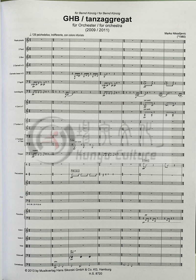 Никодиевич Танзагрегат для оркестра Ноты серии Modern Works Tanzaggregatsky Original Score Book Nikodijevic Tanzaggregat for Orchestra SIK8720